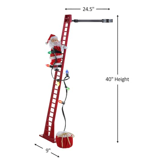 43" Super Climbing Santa with Ladder